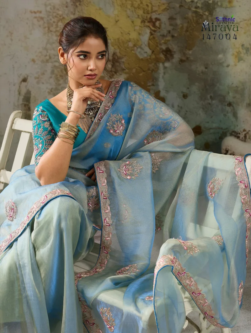 Miraya By Sethnic Metallic Tissue Designer Saree